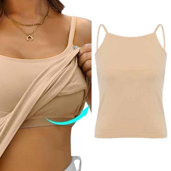 KIKWIT Padded Camisole for Girls | Flat Padding | Beginners/Teenager Inner for Puberty Cami | Slip with Adjustable Straps