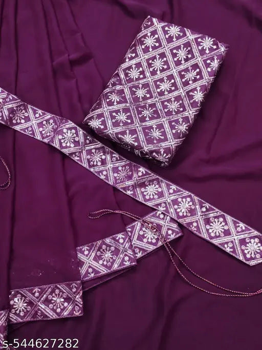 Embroidary Sequance Saree With Blouse