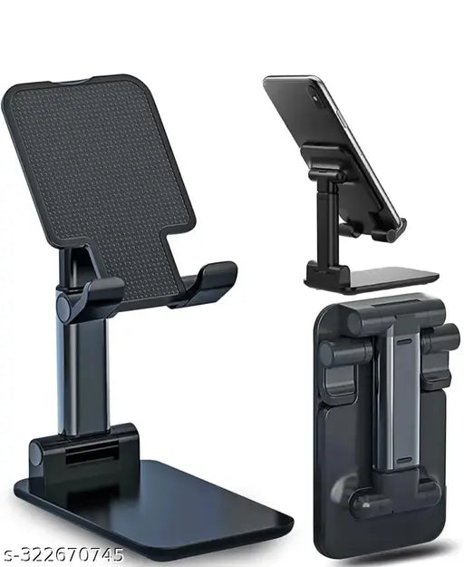 Mobile Phone Holder, Adjustable, Foldable, Anti-Skid, Wide Compatibility (Black) Tabletop